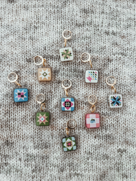 Acrylic Stitch Markers - Patchwork