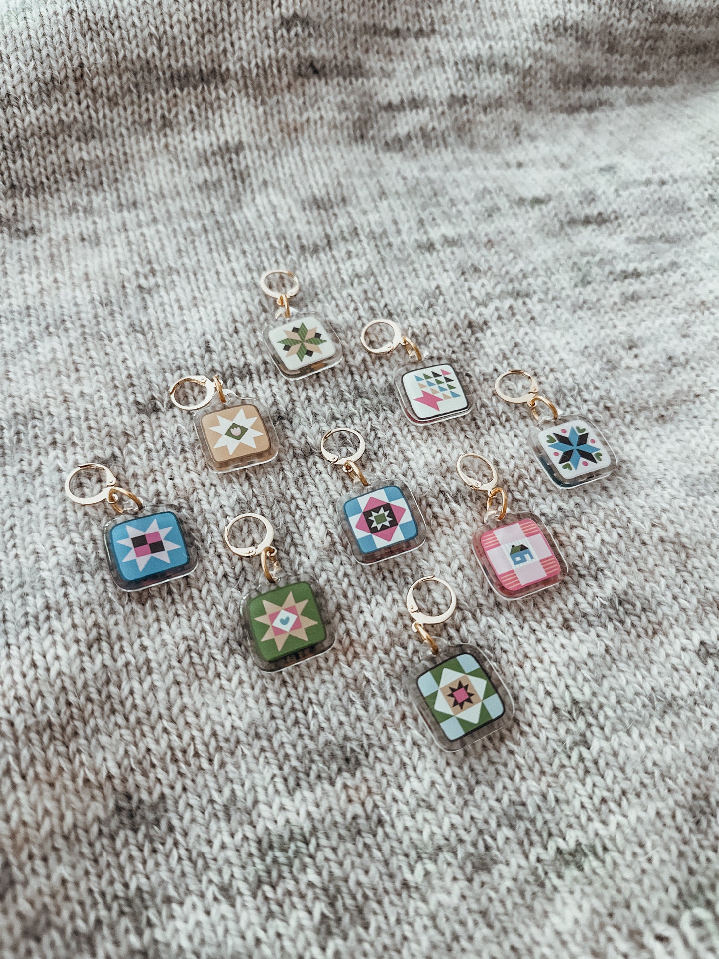 Acrylic Stitch Markers - Patchwork